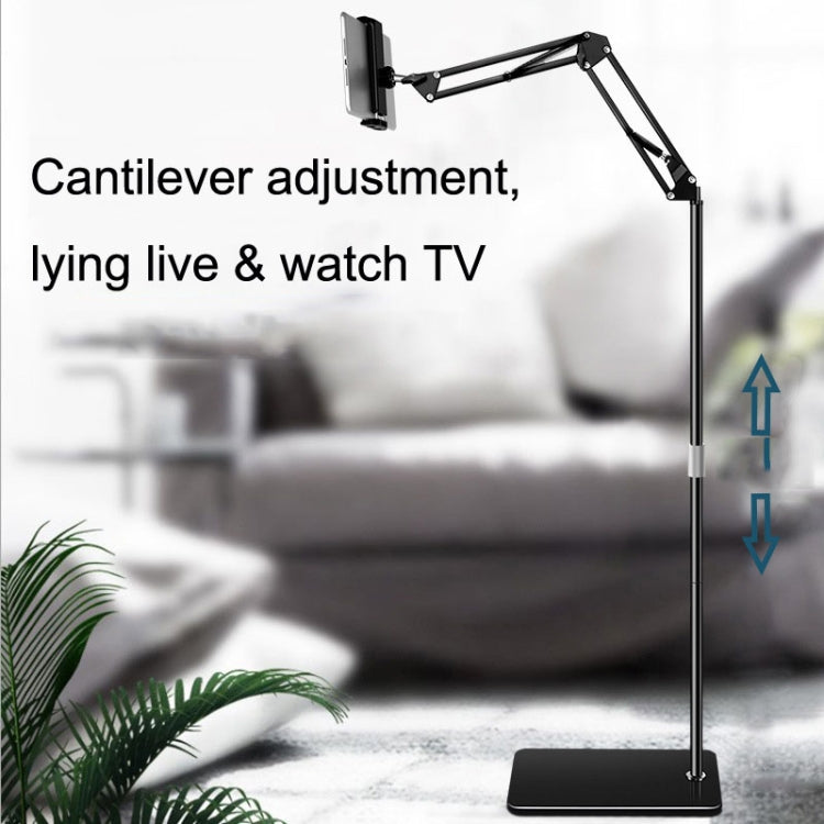 175cm Mobile Phone Tablet Live Broadcast Bedside Lifting Bracket Cantilever Floor Model (Black) - Lazy Bracket by buy2fix | Online Shopping UK | buy2fix