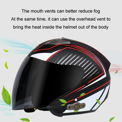 KUQIBAO Motorcycle Smart Bluetooth Sun Protection Double Lens Safety Helmet, Size: XXL(Glossy Black Phantom Fiber) - Helmets by KUQIBAO | Online Shopping UK | buy2fix