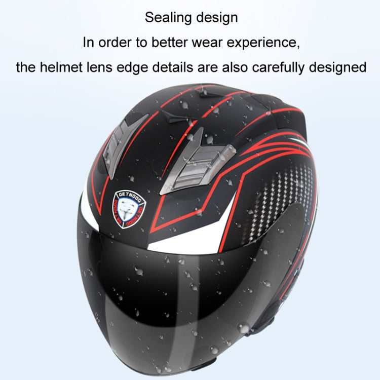 KUQIBAO Motorcycle Smart Bluetooth Sun Protection Double Lens Safety Helmet, Size: XXL(Matte Black Phantom Fiber+Black Tail) - Helmets by KUQIBAO | Online Shopping UK | buy2fix