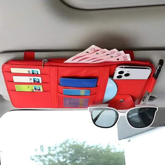 Car Sun Visor Decorative Storage Bill Glasses Holder, Color: Red With Zipper - Sunglasses & Glasses Clips by buy2fix | Online Shopping UK | buy2fix