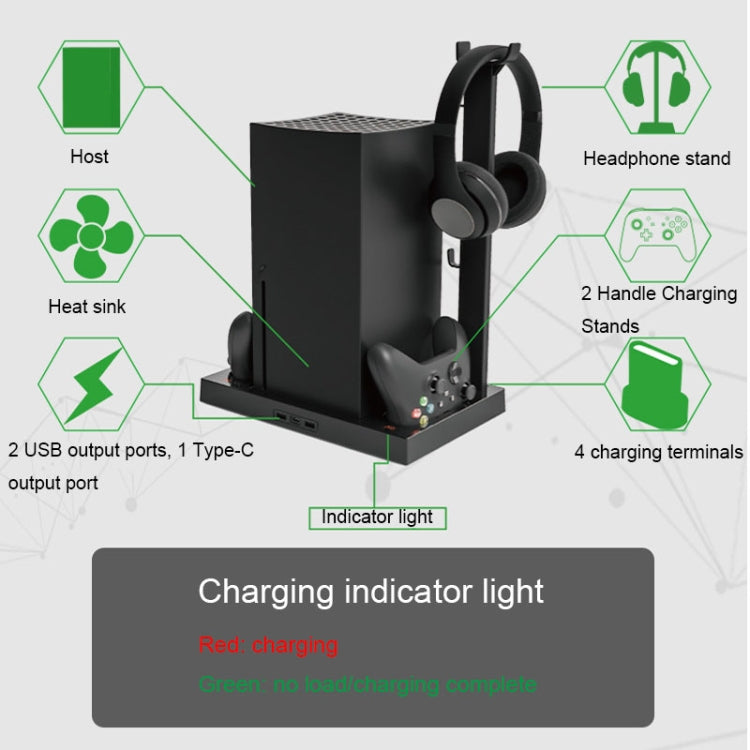 Iplay HBX-274 for Xbox Series X Host Multifunctional Heat Dissipation Base with Gamepad Double Charger(Black) - Charger & Power by iplay | Online Shopping UK | buy2fix