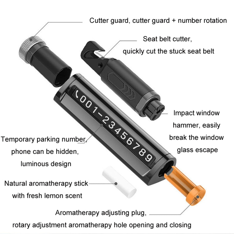 Multifunctional Break Window Mini Safety Hammer Parking Number Plate(Grey) - Parking Card by buy2fix | Online Shopping UK | buy2fix