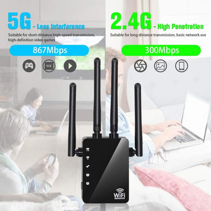 5G/2.4G 1200Mbps WiFi Range Extender WiFi Repeater With 2 Ethernet Ports US Plug White - Broadband Amplifiers by buy2fix | Online Shopping UK | buy2fix