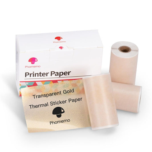 For Phomemo M02 / M02S / M02Pro 3rolls /Pack 50mm Thermal Label Printing Paper For Sticker Printer With Black Letter On Gold Powder Background - Printer Accessories by Phomemo | Online Shopping UK | buy2fix