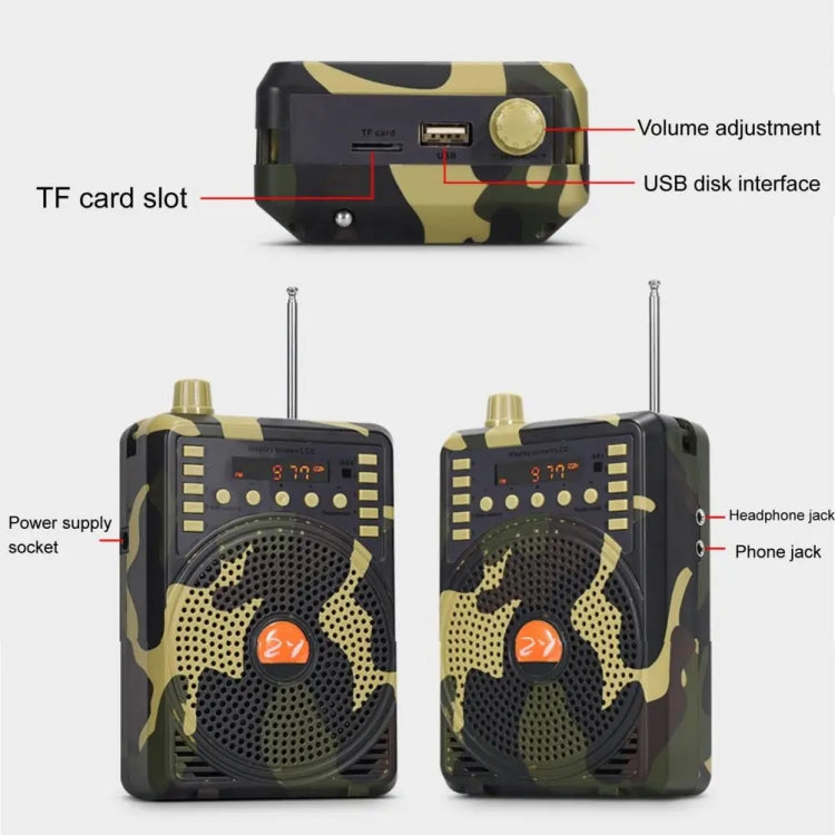 48W Wireless Bluetooth Voice Amplifier with Remote Control Supports USB/TF Card Playback US Plug(Camouflage) - Midrange Speaker & Frequency Divider by buy2fix | Online Shopping UK | buy2fix