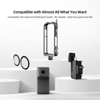 For Insta360 X3 AMagisn Metal Rabbit Cage Protective Frame Accessories, Spec: With Lens Cover - Mount & Holder by aMagisn | Online Shopping UK | buy2fix