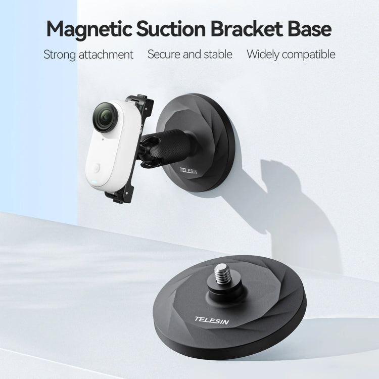 TELESIN Magnetic Base With 1/4 Inch Interface for DJI Pocket 3 / Insta360 Camera & Smart Phones With Suction Cup Base Set - Mount & Holder by TELESIN | Online Shopping UK | buy2fix