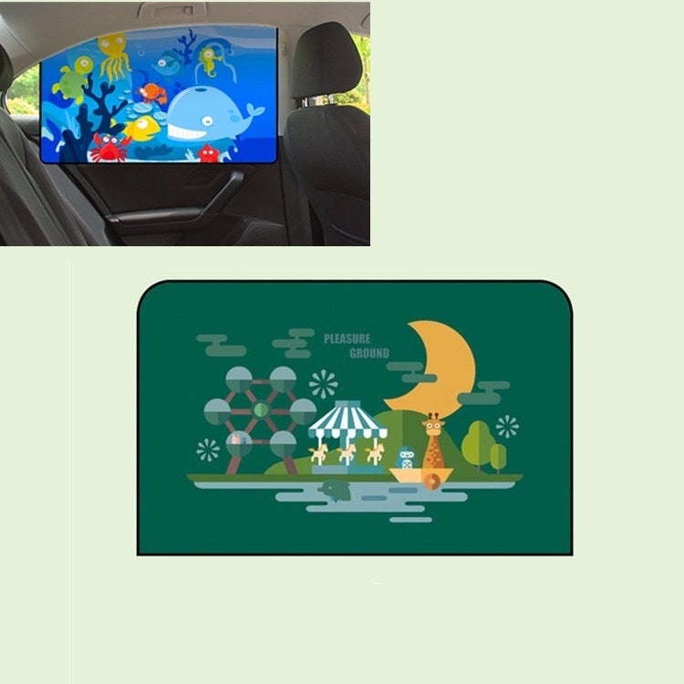 Car Cartoon Magnetic Sunshade Sunscreen Telescopic Collapsible Sunshield, Size:Rear Square(Amusement Park) - Window Foils & Solar Protection by buy2fix | Online Shopping UK | buy2fix