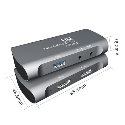 Z27 HDM Female + Mic to HDM Female USB 2.0 Video Audio Capture Box(Dark Gray) - Consumer Electronics by buy2fix | Online Shopping UK | buy2fix
