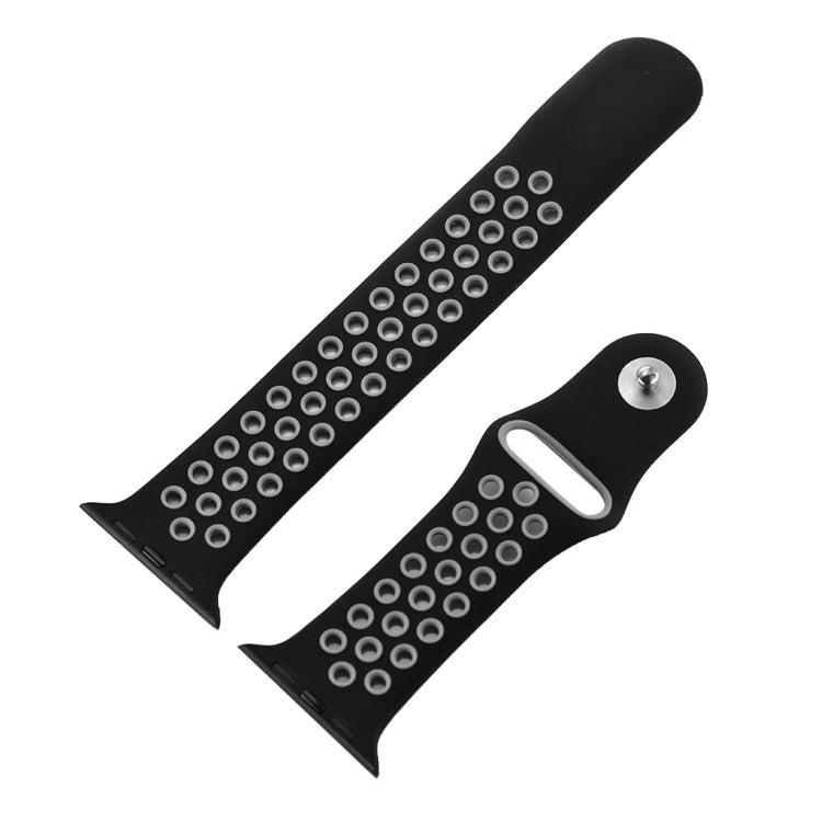 For Apple Watch Series 8&7 41mm / SE 2&6&SE&5&4 40mm / 3&2&1 38mm Fashionable Classical Silicone Sport Watch Band(Black Grey) - Smart Wear by buy2fix | Online Shopping UK | buy2fix
