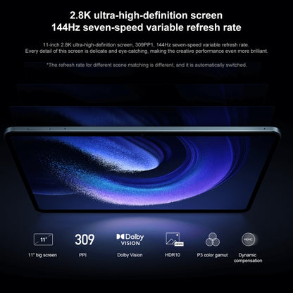 Xiaomi Pad 6 Pro, 11.0 inch, 8GB+128GB, MIUI 14 Qualcomm Snapdragon 8+ 4nm Octa Core up to 3.2GHz, 20MP HD Front Camera, 8600mAh Battery (Black) - Other by Xiaomi | Online Shopping UK | buy2fix
