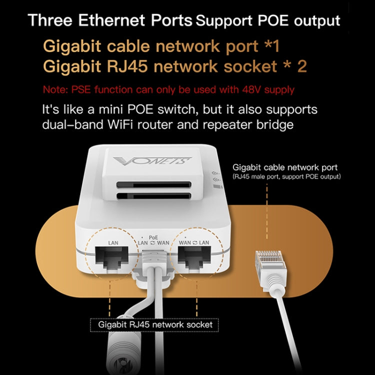 VONETS VAR1200-H 1200Mbps Wireless Bridge External Antenna Dual-Band WiFi Repeater, With 4 Antennas + DC Adapter Set - Wireless Routers by VONETS | Online Shopping UK | buy2fix