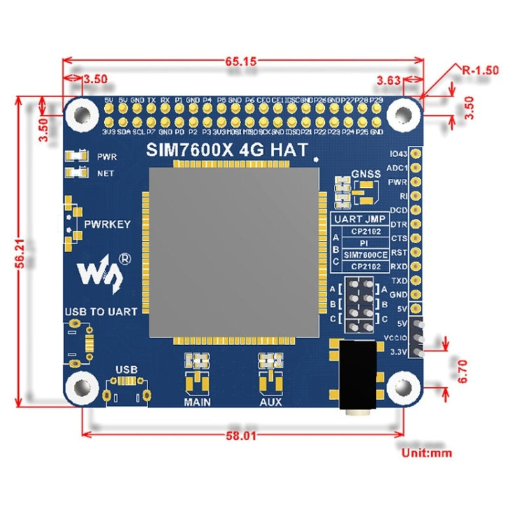 Waveshare 4G / 3G / GNSS HAT for Raspberry Pi, LTE CAT4, for North America - Modules Expansions Accessories by Waveshare | Online Shopping UK | buy2fix